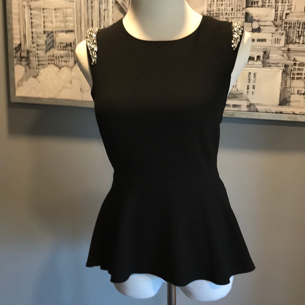 Sleeveless size small black top w embellishments